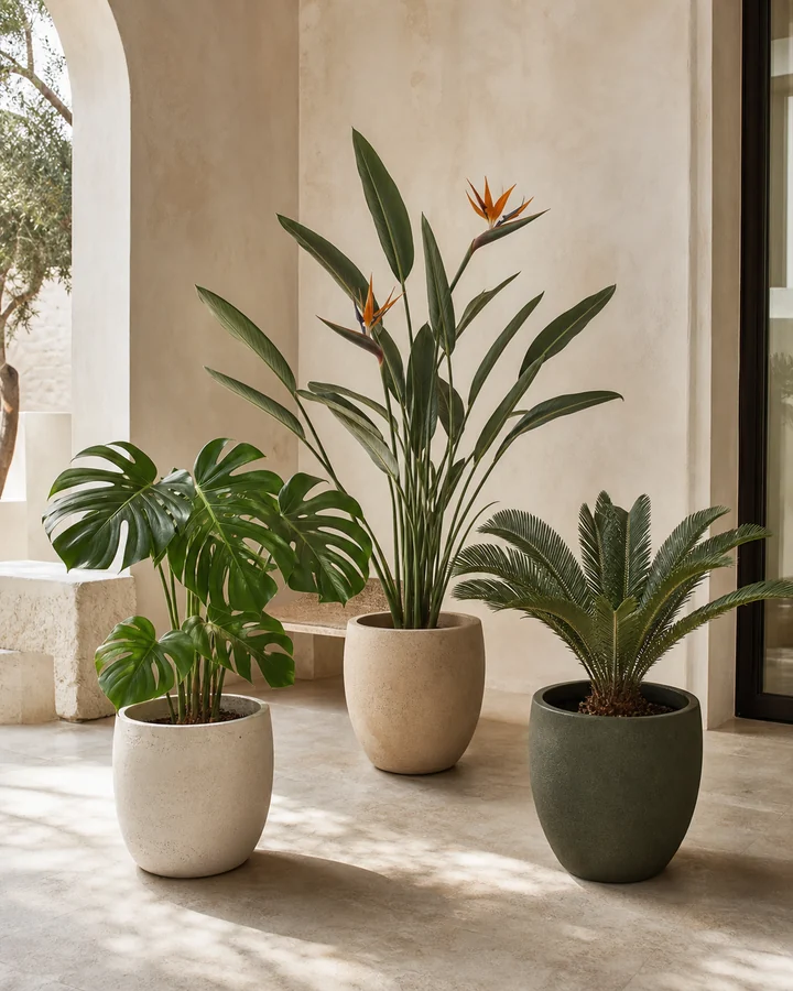 Composition de plantes décoratives dans un intérieur lumineux