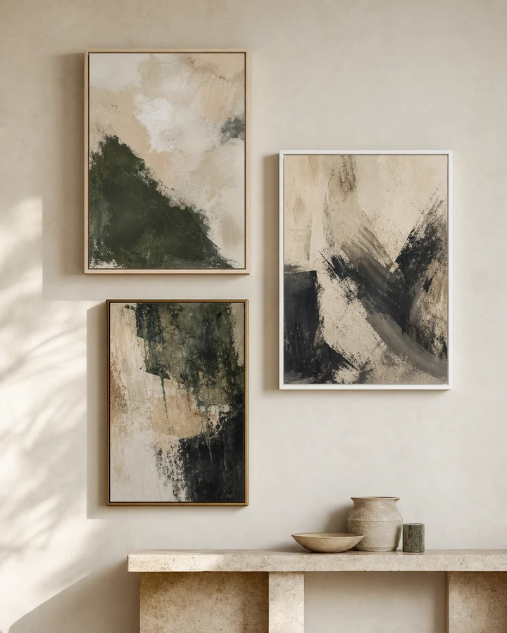 Tableau abstrait dans une palette méditerranéenne